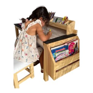 Escritorio infantil creativo con biblioteca